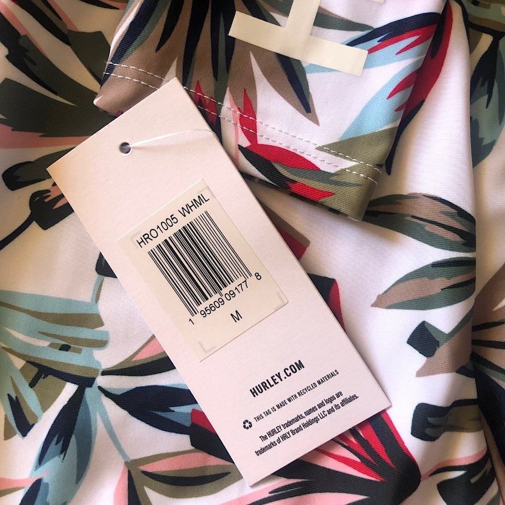 Hurley Women White Multi Leaves Print Long Sleeve Surf Suit Size M NWT - Picture 6 of 6